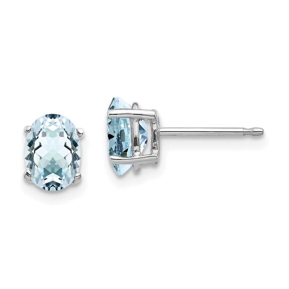 Kazi Luxury 14k White Gold Aquamarine Earrings